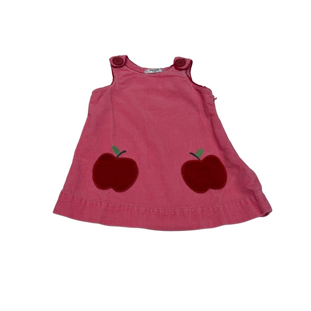 Mini Boden Baby Girl Corduroy Pink Apple Dress Size 3-6 Month